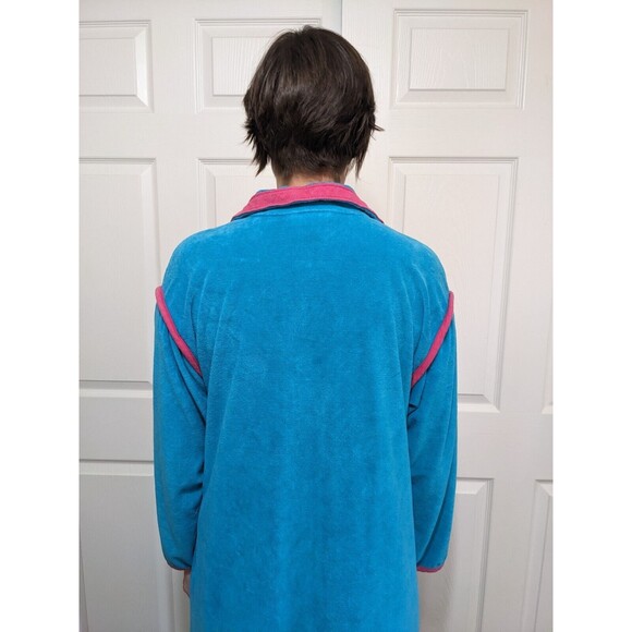 Vintage 80's David Brown for Saks Fifth Avenue Blue Velour Nightgown Maxi Size M - Picture 8 of 16